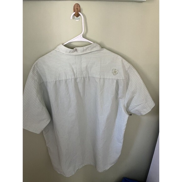 Quiksilver Men's Casual Striped Button Down Shirt Green Short Sleeve Size XL - Picture 5 of 6